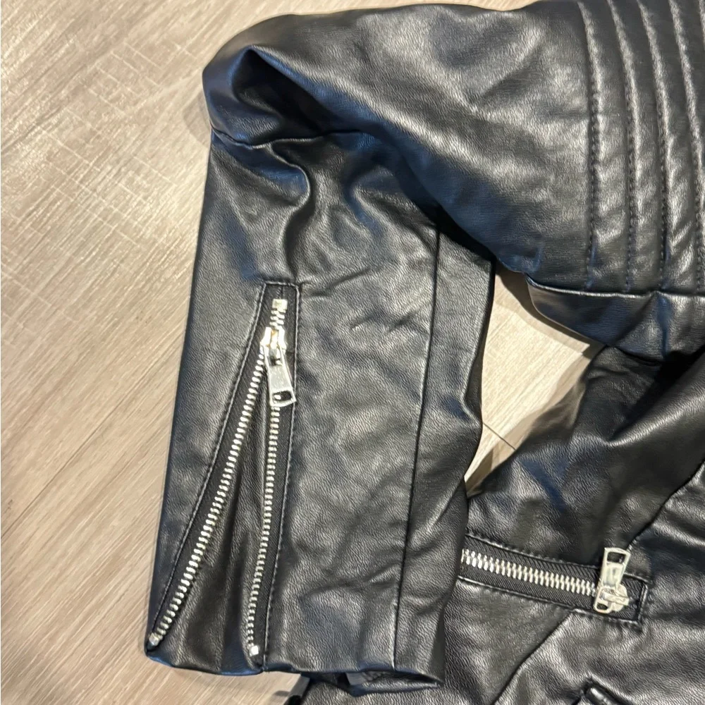 Faux Leather Moto Biker Jacket - Picture 4 of 6